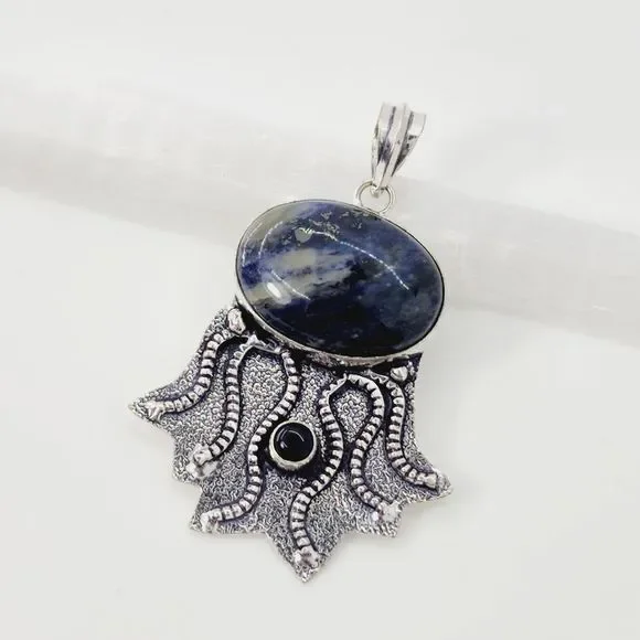Sodalite Black Onyx Ethnic Handmade Pendant Jewelry 2.4 - Picture 4 of 7